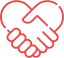 A heart shaped symbol with hands in the shape of a handshake.