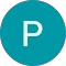 A blue circle with the letter p in it.